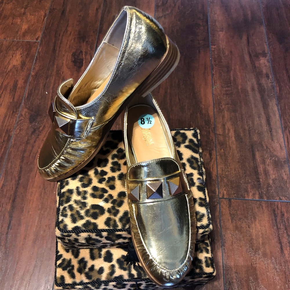 Gold Statement Loafers